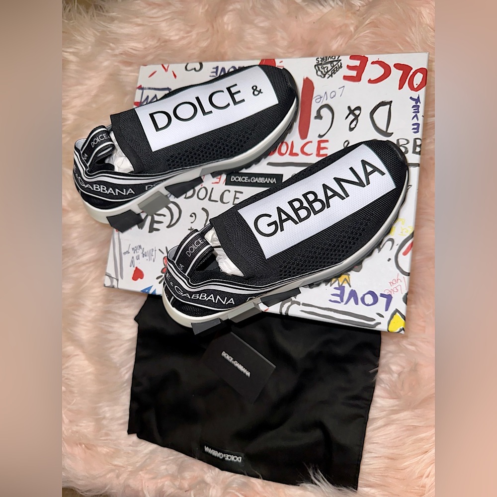 New DOLCE&GABBANA stretch jersey Sorrento sneakers with logo size 36